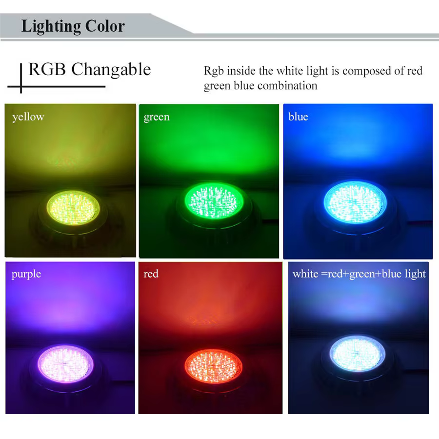 Lampes de piscine en acier inoxydable RGB 12V 12W 18W 25W 35W 45W