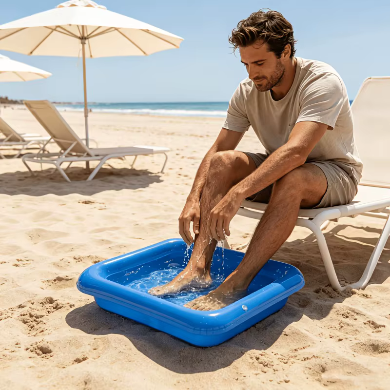 Bassin de nettoyage de piscine portable et pliable – Préparation avant la baignade