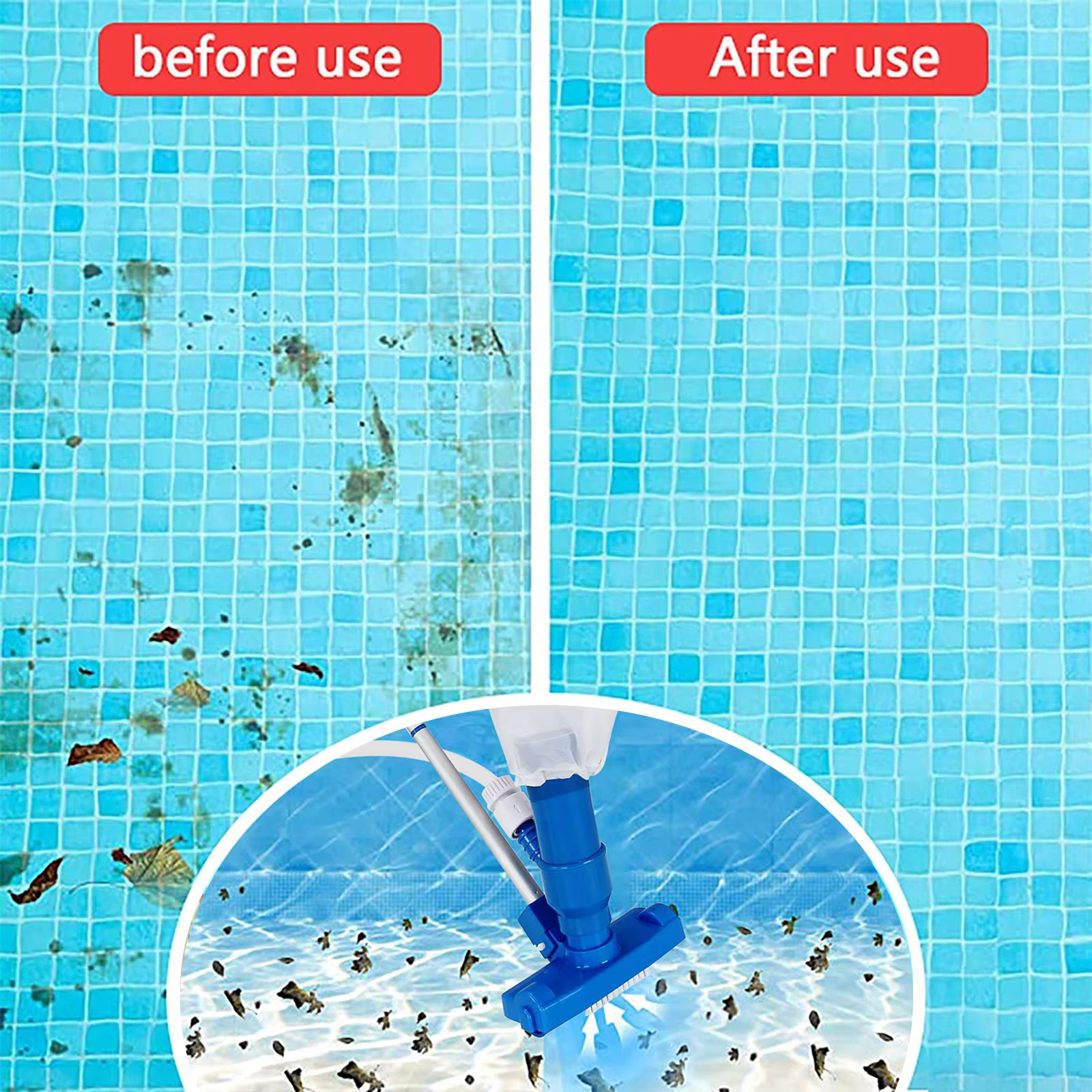 Nouvel ensemble d'outils de nettoyage portable pour piscine avec poignée