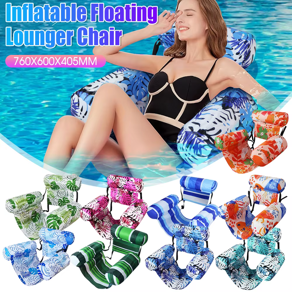 Chaise longue de piscine gonflable avec bras et dossier