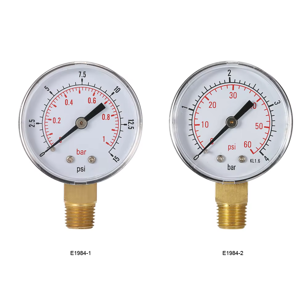 0 ~ 60psi 0 ~ 4bar/0 ~ 15psi 0 ~ 1bar 50mm filtre de piscine cadran de pression d'eau manomètre hydraulique