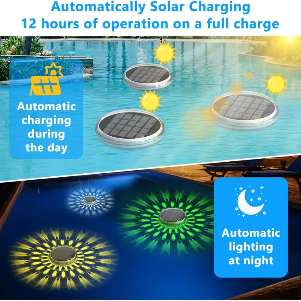 Lumières solaires flottantes pour piscine