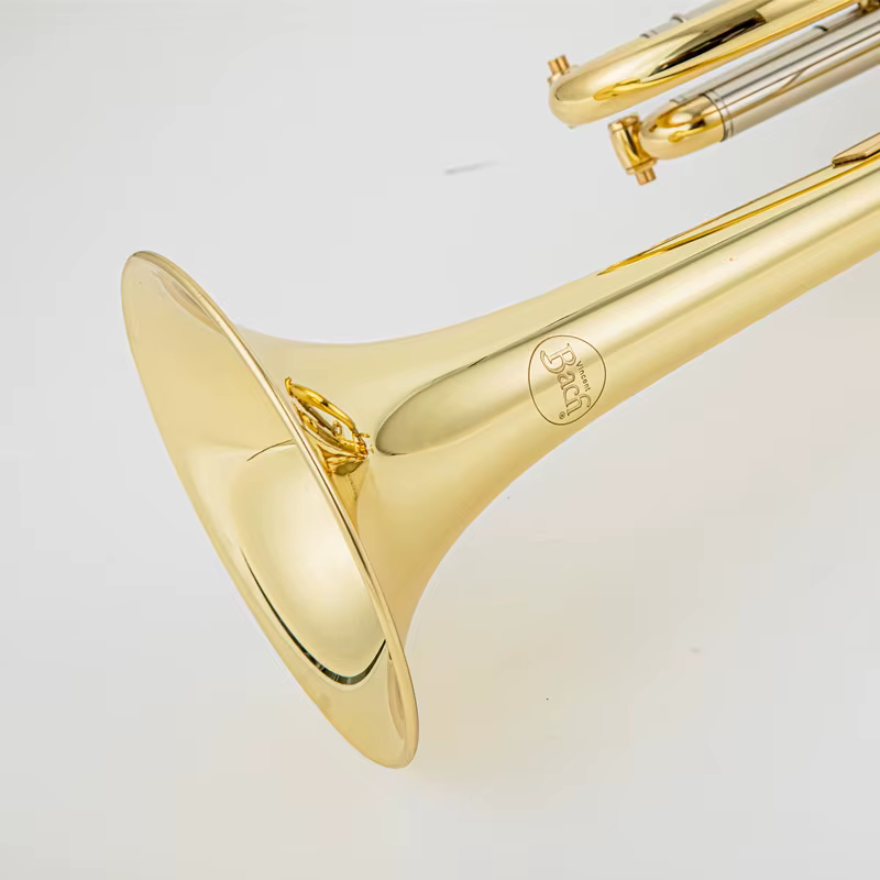 Trompette Vincent BACH corps en laiton trompette plate B plaquée or Instrument de musique en laiton de performance professionnelle avec étui embout buccal