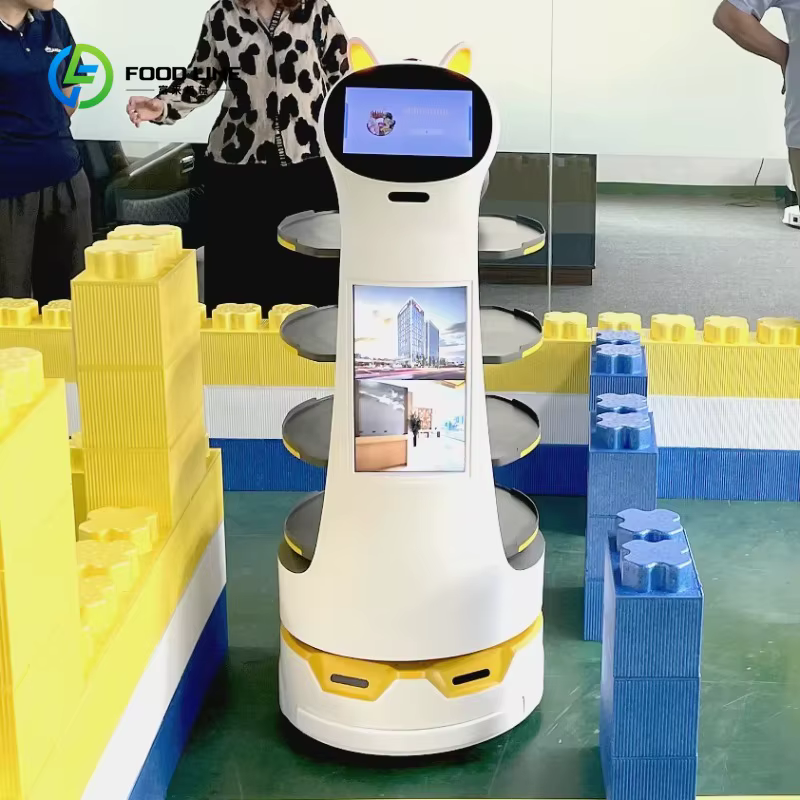 Robots de service personnalisés pour la livraison de nourriture, robots serveurs commerciaux pour restaurants avec écran publicitaire, robots de service client