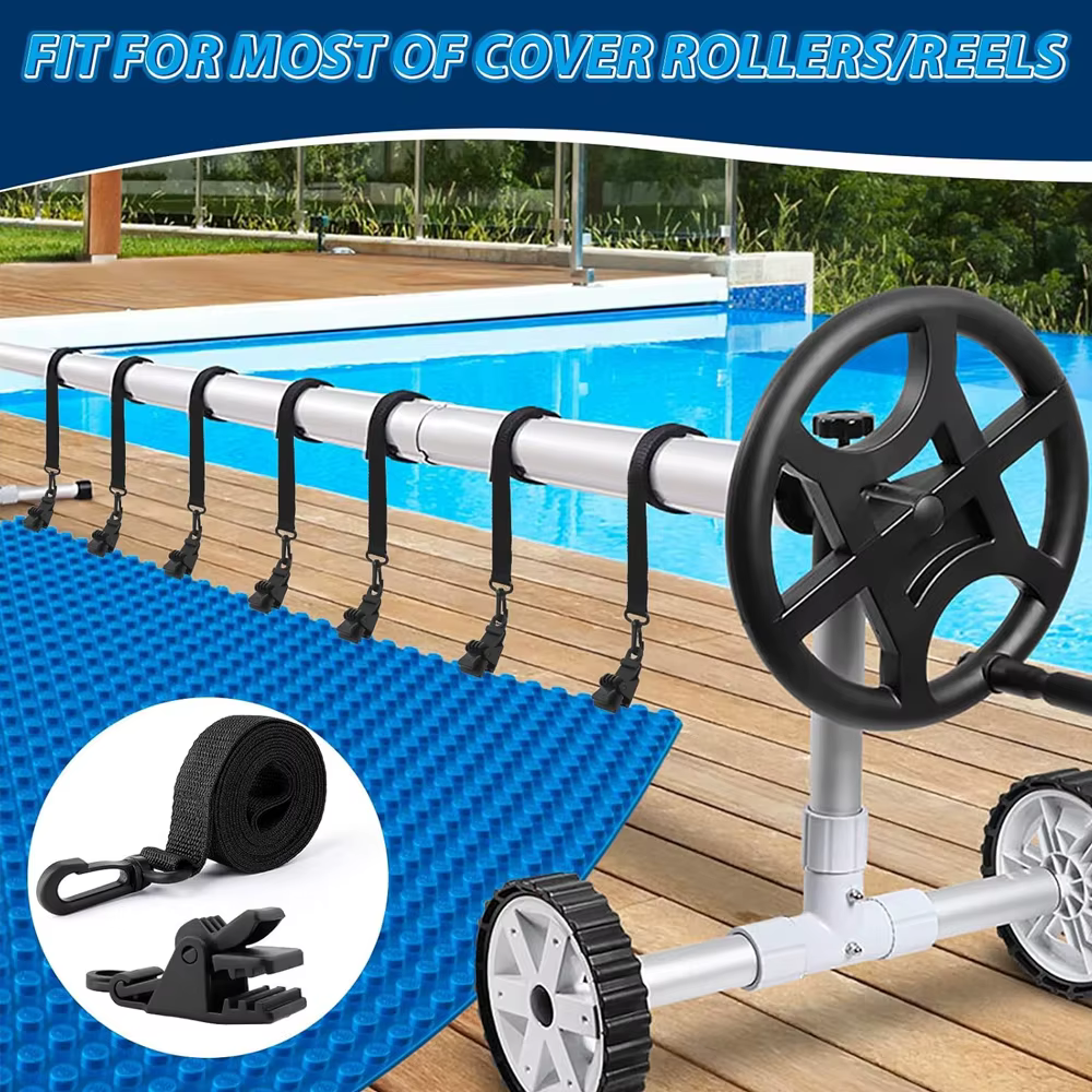 Kit de 36/30/24 pièces de clips et sangles améliorés pour enrouleur de bâche solaire de piscine