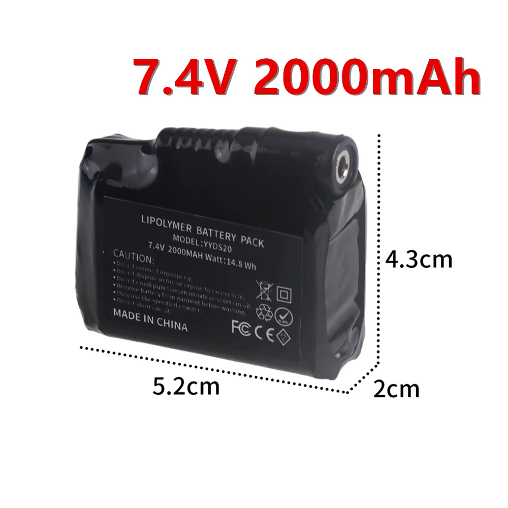 Batterie de rechange pour gants chauffants 7.4V 2000mAh 2S, batterie au lithium polymère pour gilet chauffant, chaussettes, batterie chauffante anti-gel pour l'hiver