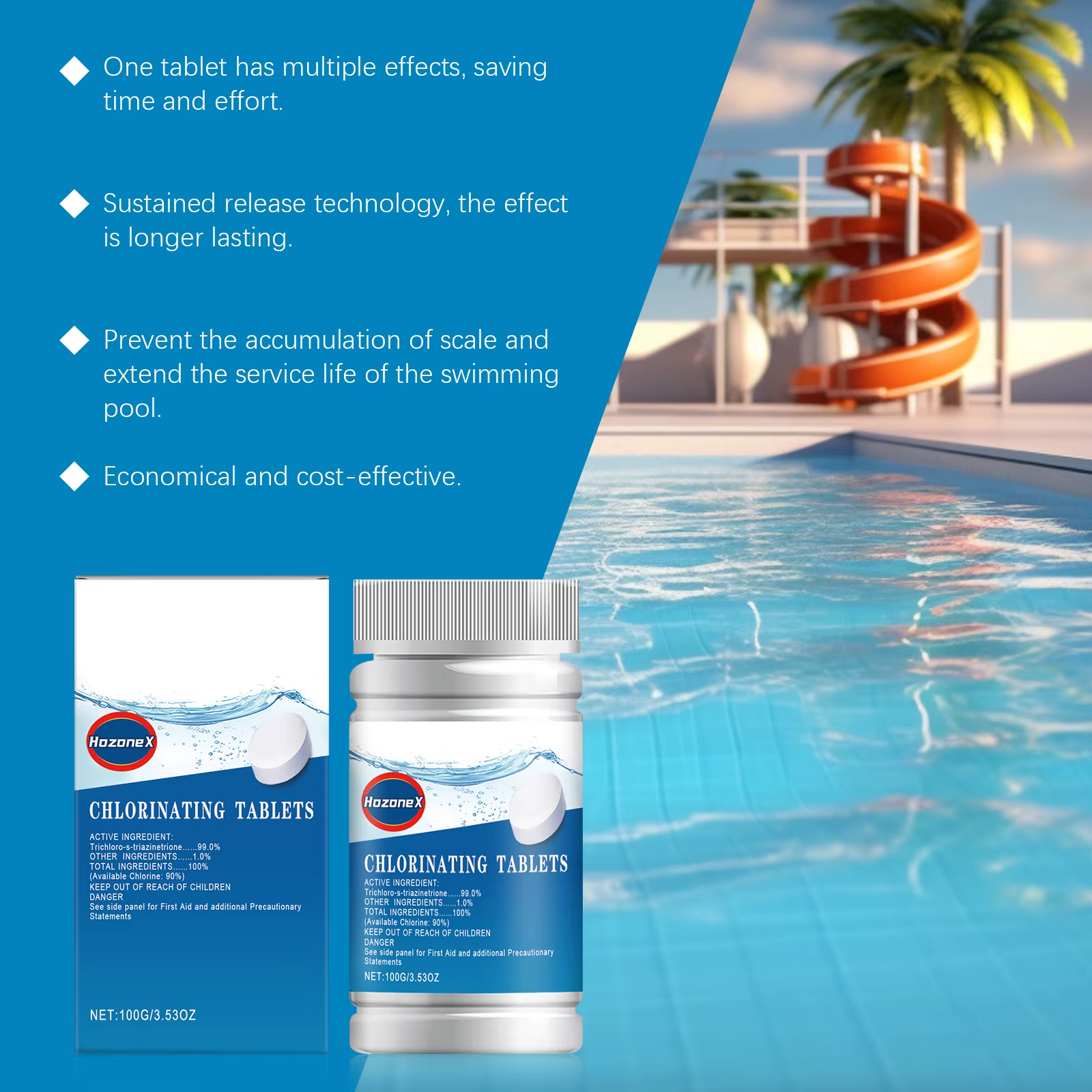 Tablettes effervescentes pour le nettoyage des piscines