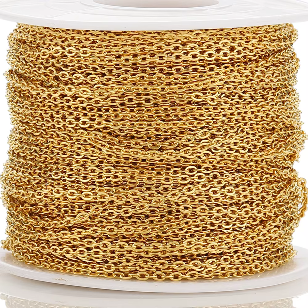 Chaîne en acier inoxydable de 2/10 mètres, maillons couleur or et acier de 1, 1,5 et 2 mm pour la fabrication de bijoux DIY, colliers, bracelets, fournitures en vrac