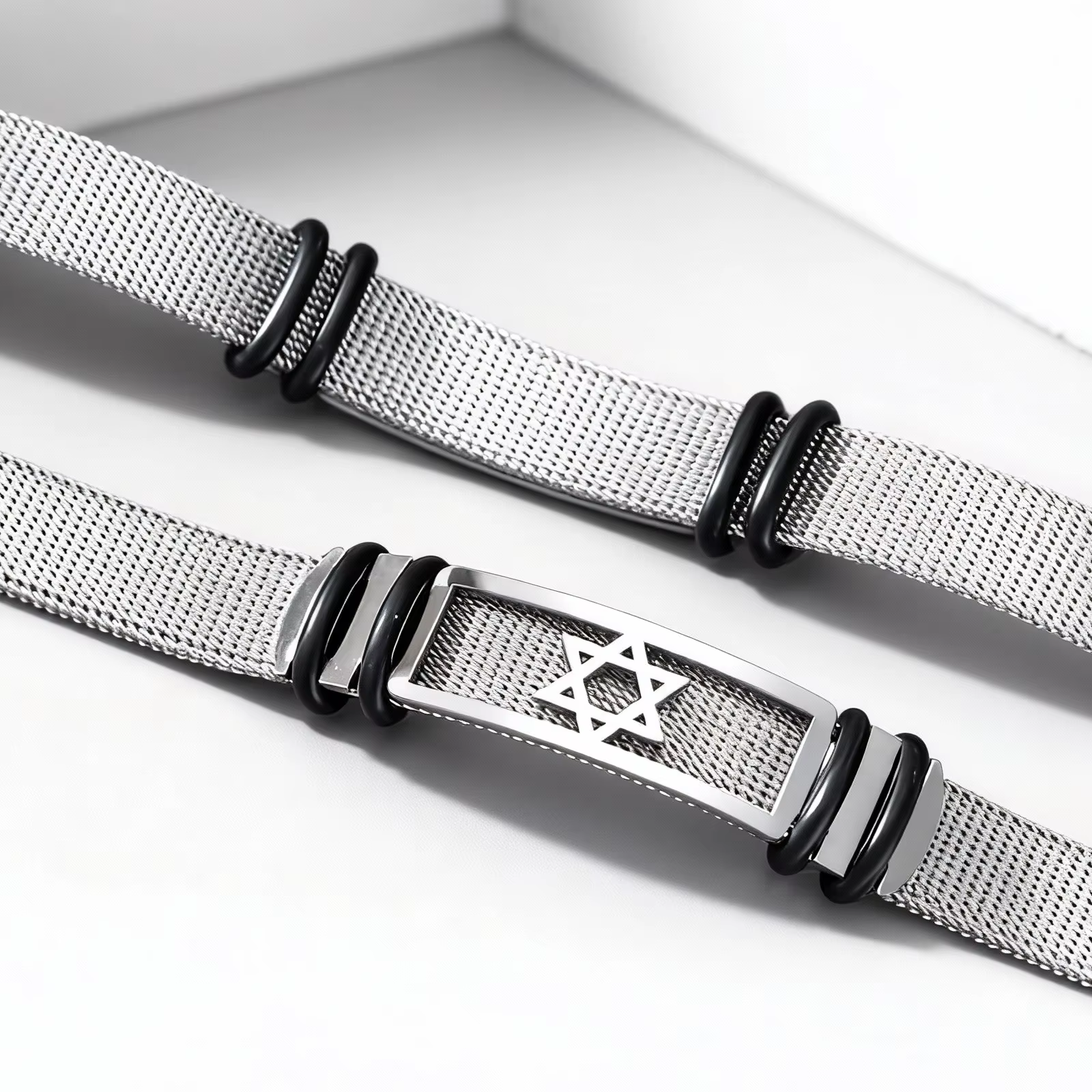 Bracelet de montre simple fait à la main pour hommes et femmes, en acier inoxydable, bracelet étoile à six branches, bijoux de mode, vente en gros