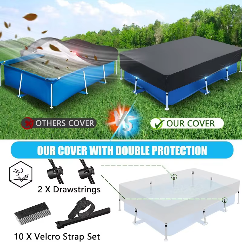 Couverture de piscine rectangulaire hors sol en Oxford 210D