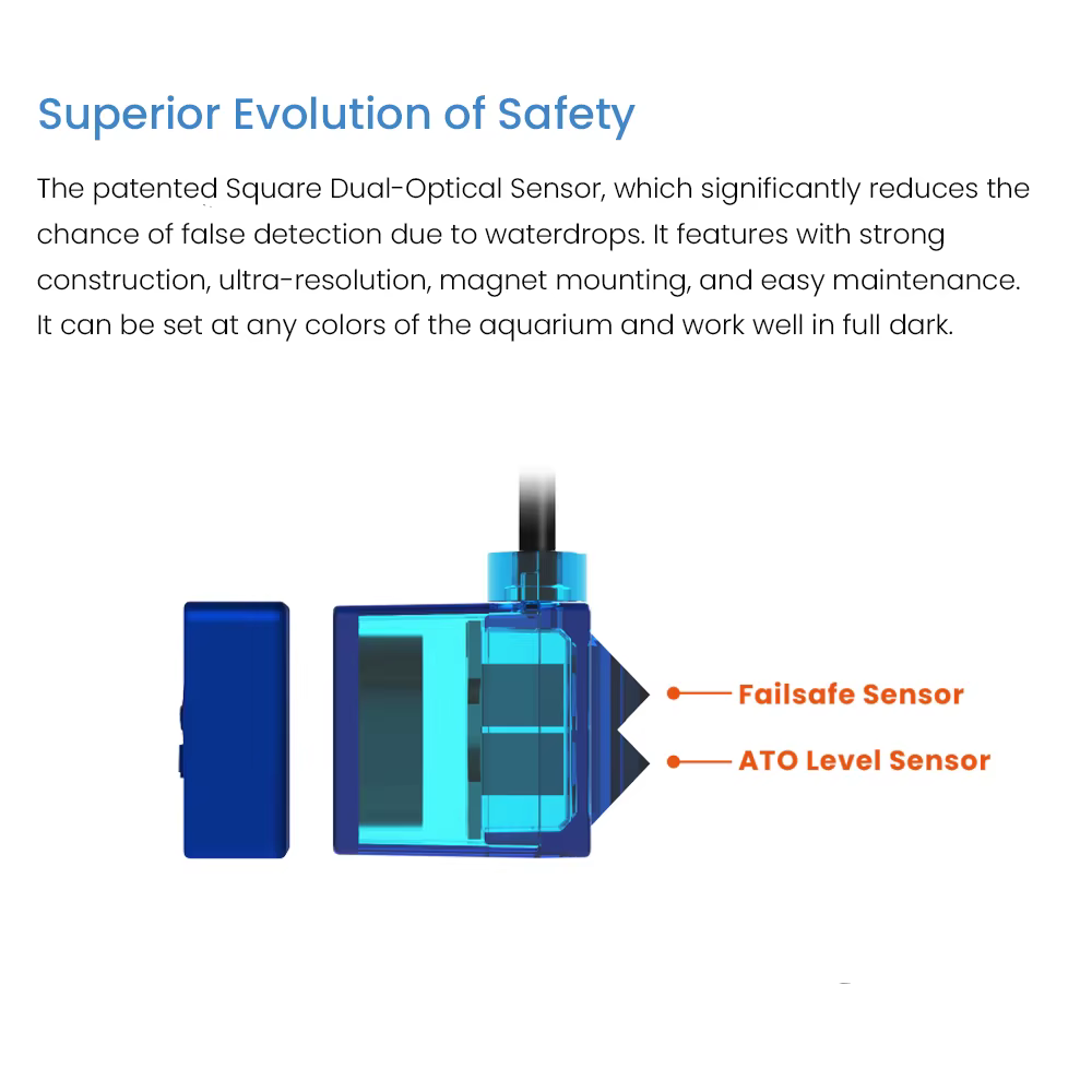 AUTOAQUA Smart ATO Duo G2 SATO-286P Système de remplissage automatique à double capteur optique Pompe silencieuse de sécurité QST pour aquarium de récif et d'eau douce