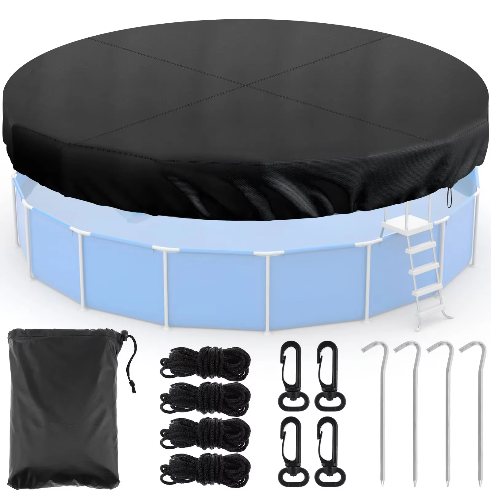 Couverture de piscine ronde avec cordon de serrage