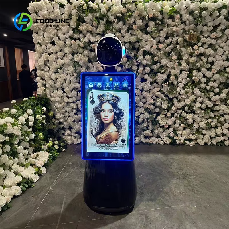 Robot photo interactif automatique humanoïde blanc personnalisé pour les mariages, les fêtes et les événements commerciaux