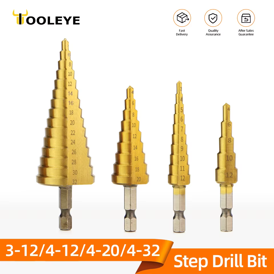 TOOLEYE HSS titane étape foret forets de scène pour métal bois haute vitesse étage foret ensemble outils électriques 3-12 4-12 4-20 4-32mm