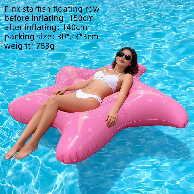 Matelas gonflable flottant en forme d'étoile rose de 140 cm pour piscine