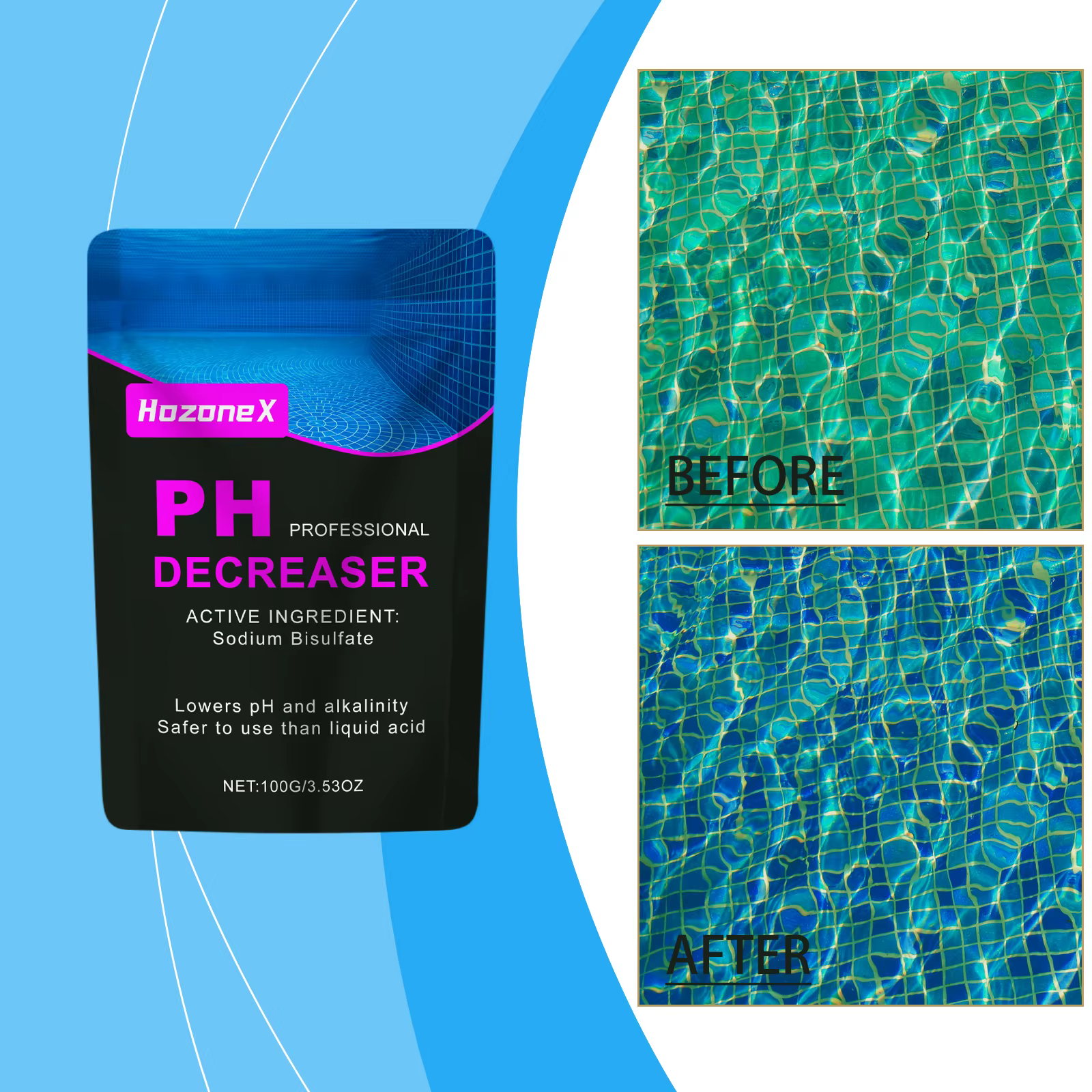 Réducteur de pH pour piscine domestique