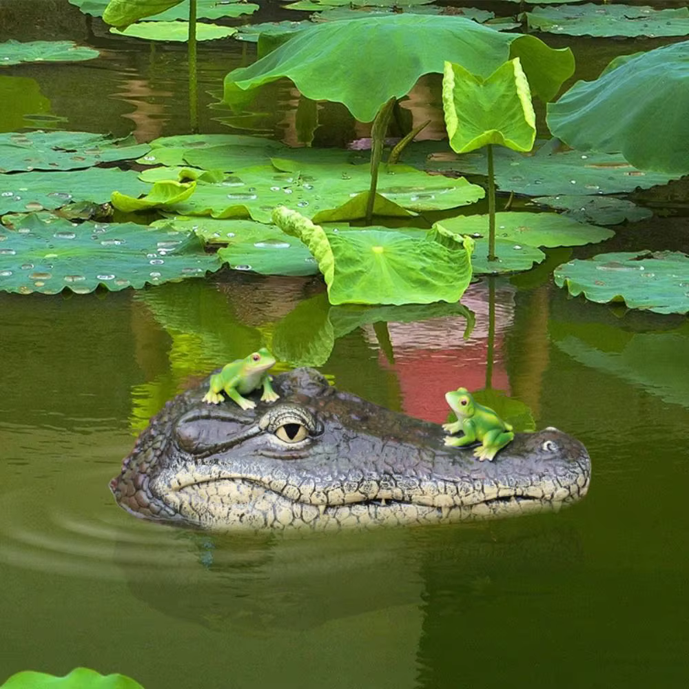 Étang créatif résine cour jardin piscine extérieure Simulation décoration flottant animaux Figurines tête de Crocodile