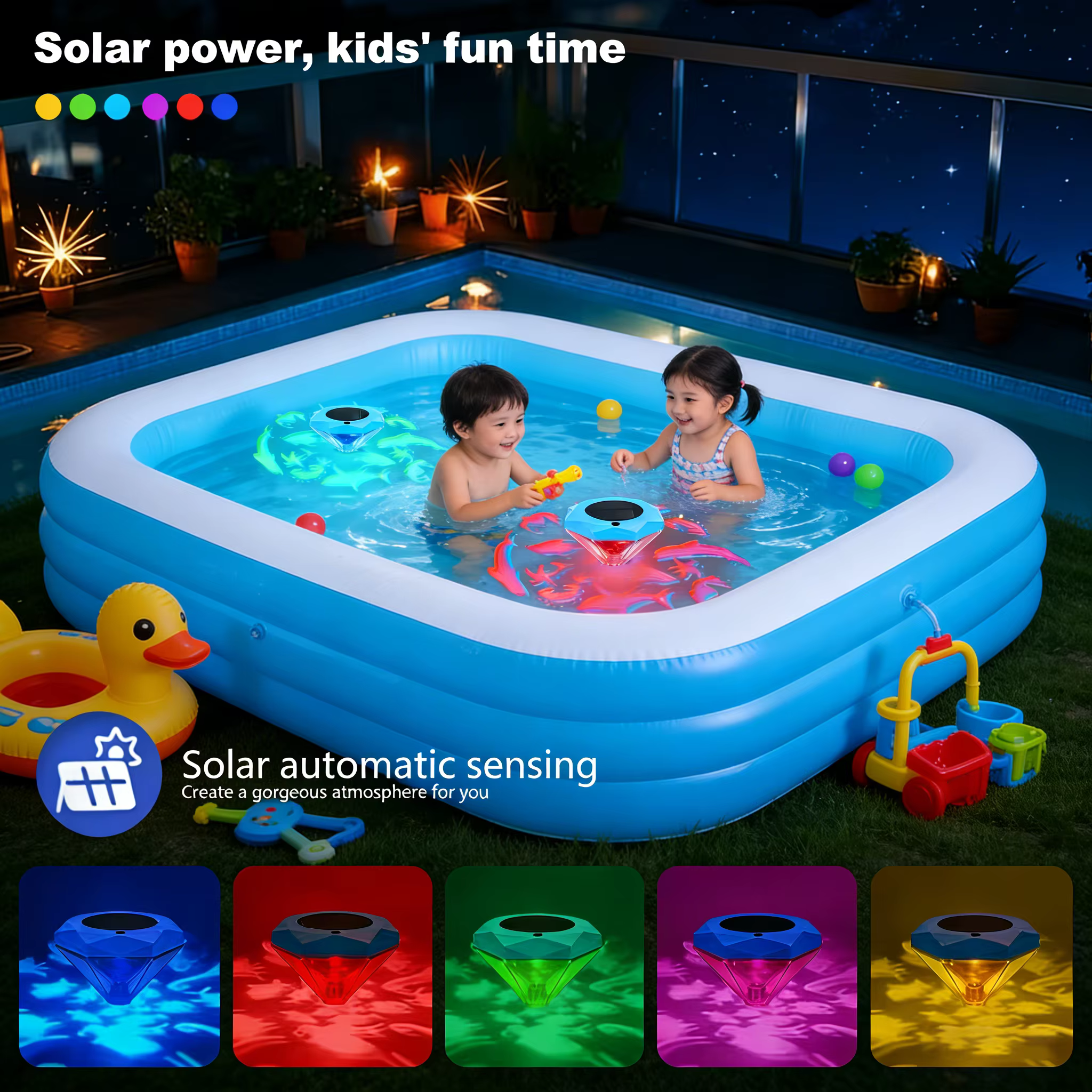 Lampe flottante LED solaire pour piscine avec fonction de changement de couleur