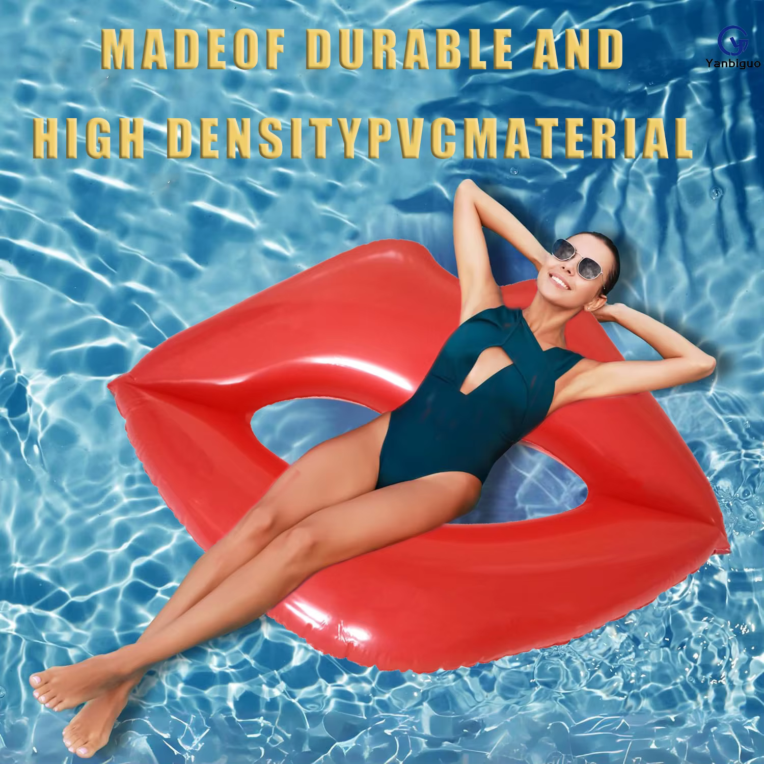 Flotteur gonflable de piscine à lèvres rouges