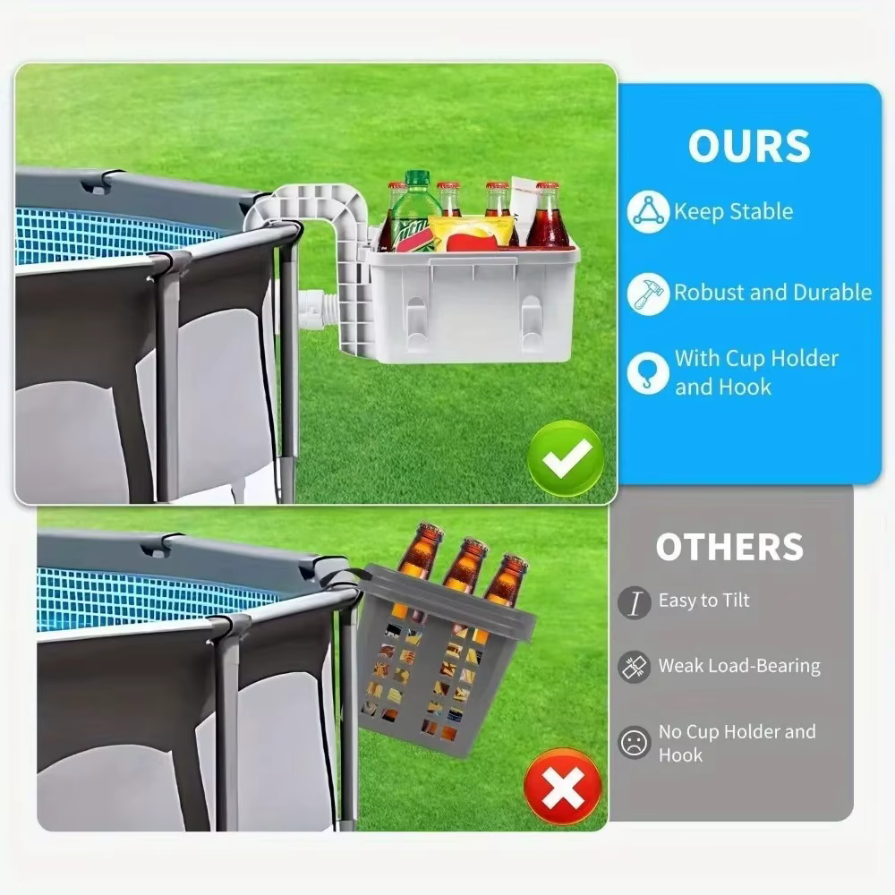 Mir de rangement pour piscine avec porte-gobelet