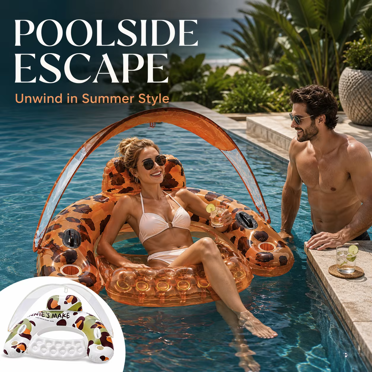 Fauteuil gonflable de piscine avec auvent pour adultes