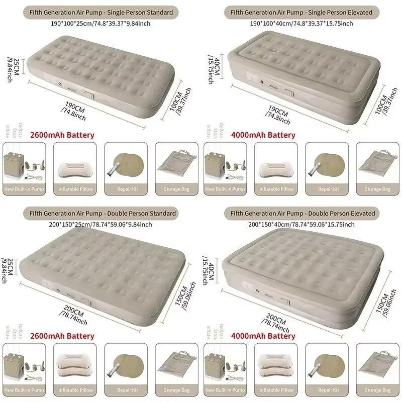 Nouveau matelas pneumatique pompe intégrée tapis auto-gonflant coussin tente extérieure lit gonflable Double
