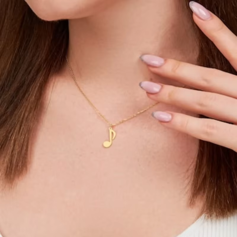 Collier chaîne en acier inoxydable, breloque Note de musique, symbole Musical, cadeau pour femme et homme, bijoux en acier inoxydable, nouveau