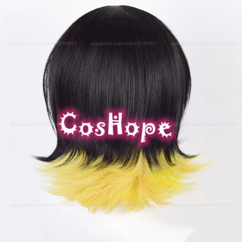Bachira Meguru Cosplay perruque courte noir jaune perruque Cosplay Anime Cosplay perruques résistant à la chaleur perruques synthétiques