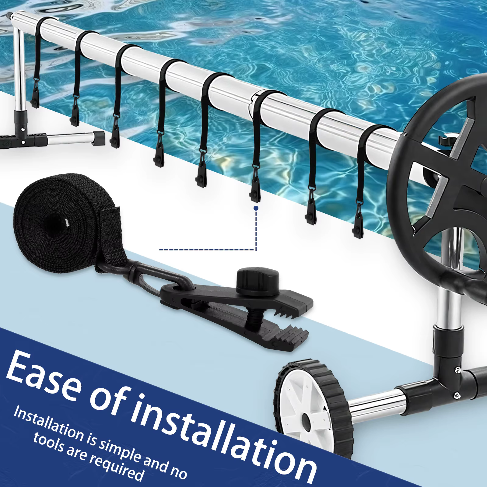 24 pièces/ensemble piscine couverture solaire bobine fixation réglable forte poignée