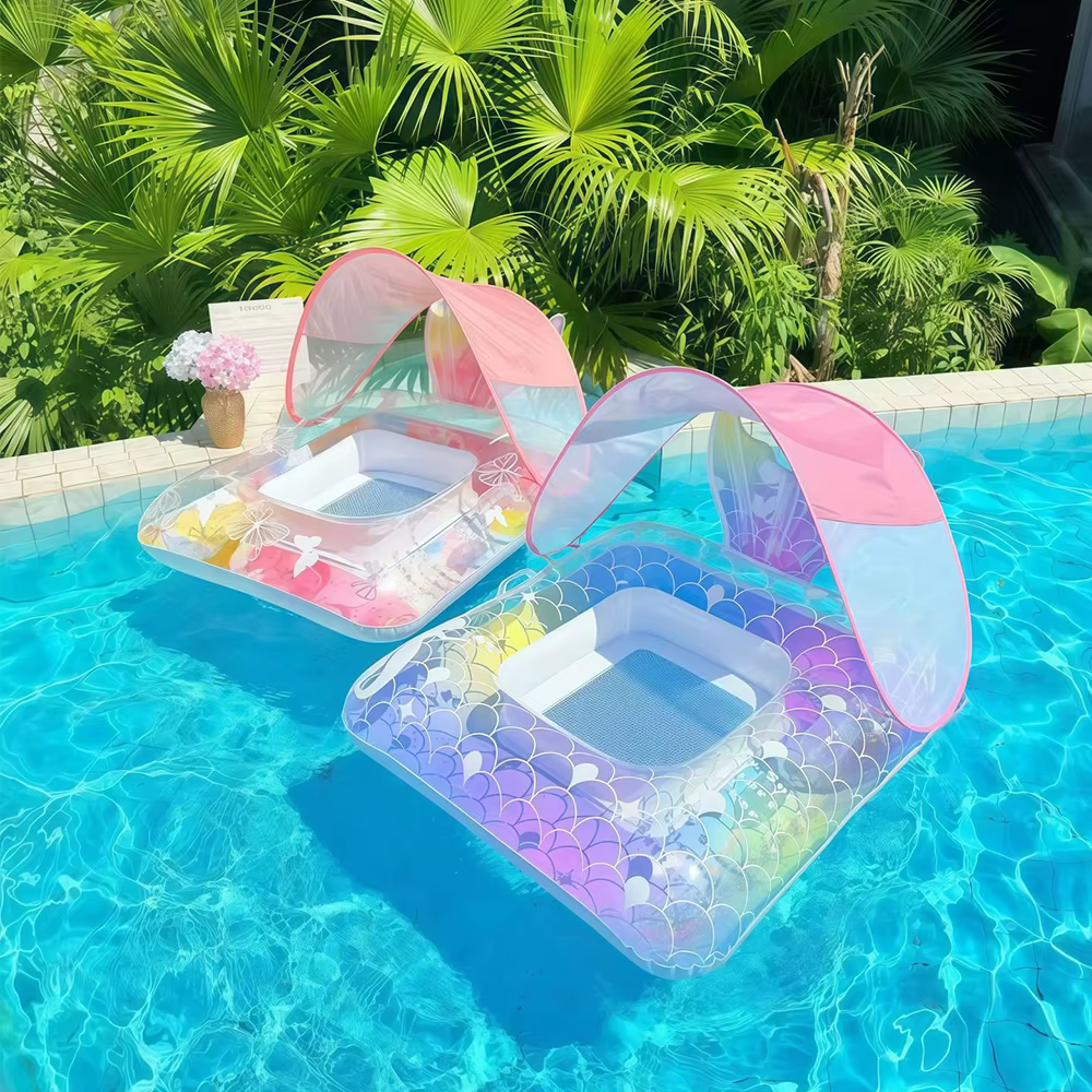 1 pièce Chaise flottante gonflable pare-soleil pour piscine