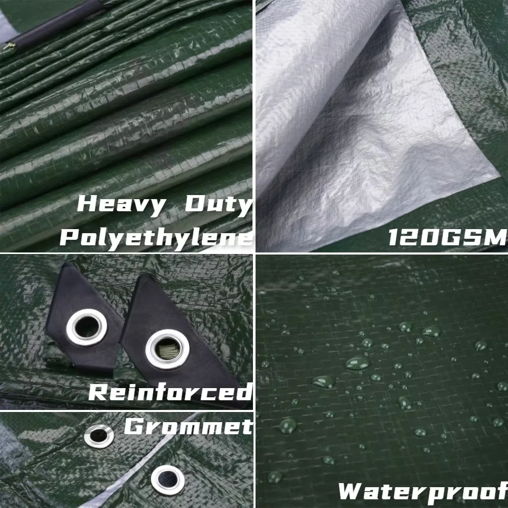 Bâche de protection robuste imperméable et résistante aux UV avec œillets pour jardin