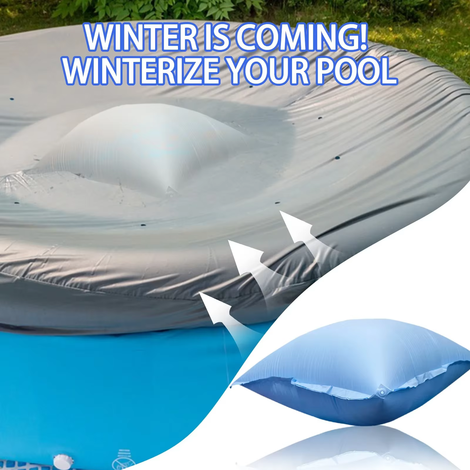 Kit de hiverisation pour piscine gonflable avec coussin de protection résistant au froid et corde de fixation 2*3M