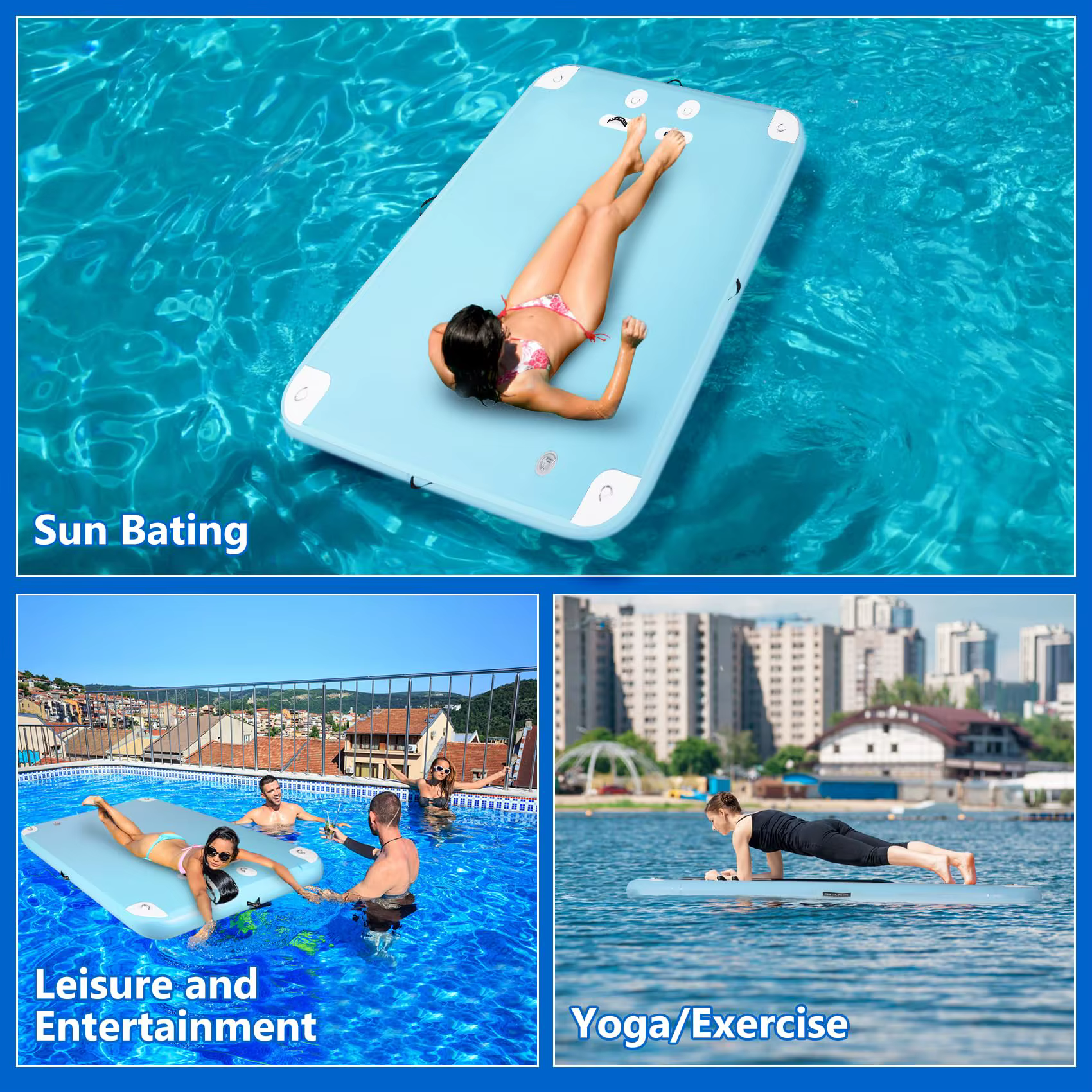 Piscine plage lac adapté à plusieurs personnes loisirs aquatiques gonflable île flottante Dock plate-forme