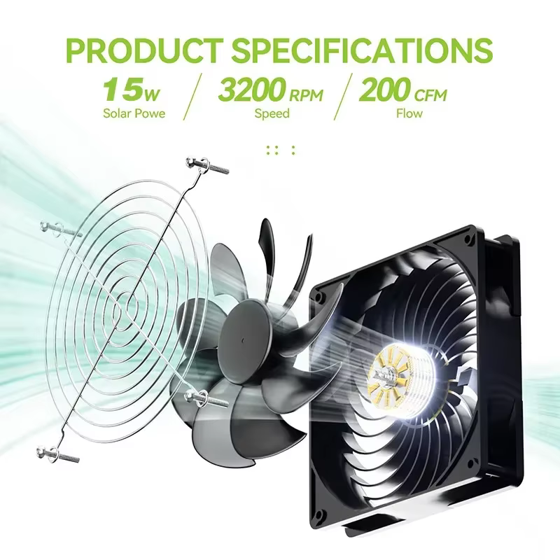 Ventilateur électrique à dissipation thermique efficace pour serre, ventilateur d'accès solaire extérieur, adapté aux animaux de compagnie jetables Coop