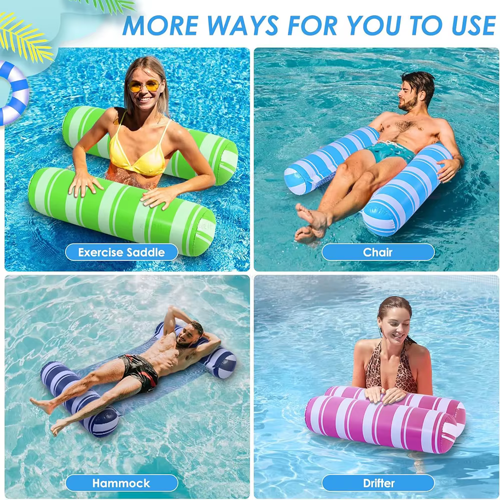 Lit flottant gonflable portatif de piscine chaise longue flottante pliable pour les loisirs de fêtes de plage