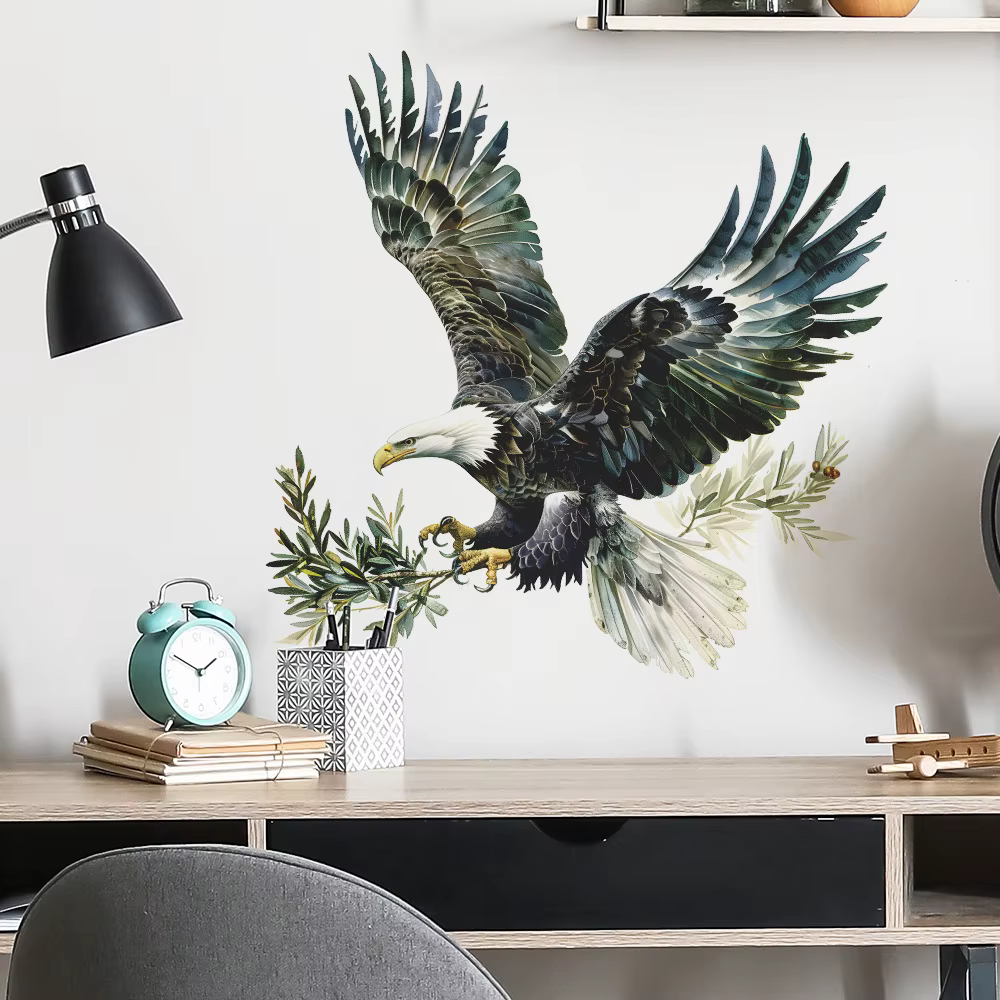 Autocollant mural aigle en aérographe pour salon, décoration murale de fond de canapé, décoration de chambre à coucher, autocollants animaux auto-adhésifs