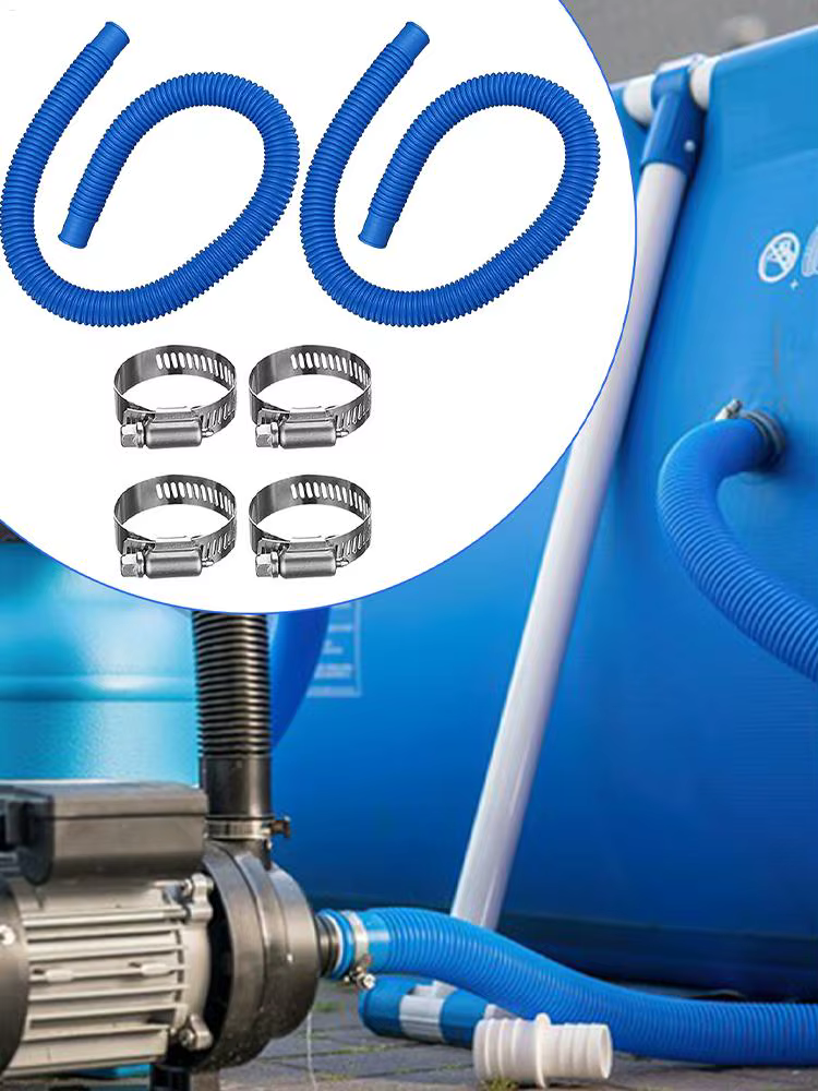 Tuyau de pompe à eau pour piscine Tuyau de remplacement pour piscine hors sol avec colliers de fixation durables, pour l'entretien des piscines extérieures