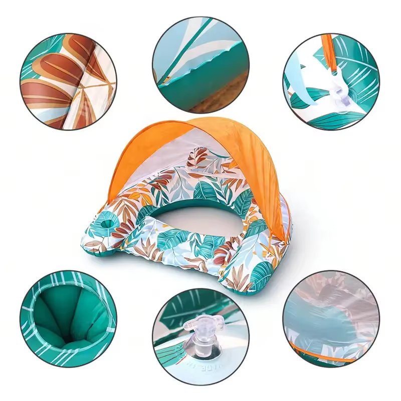 Chaise longue flottante gonflable avec auvent