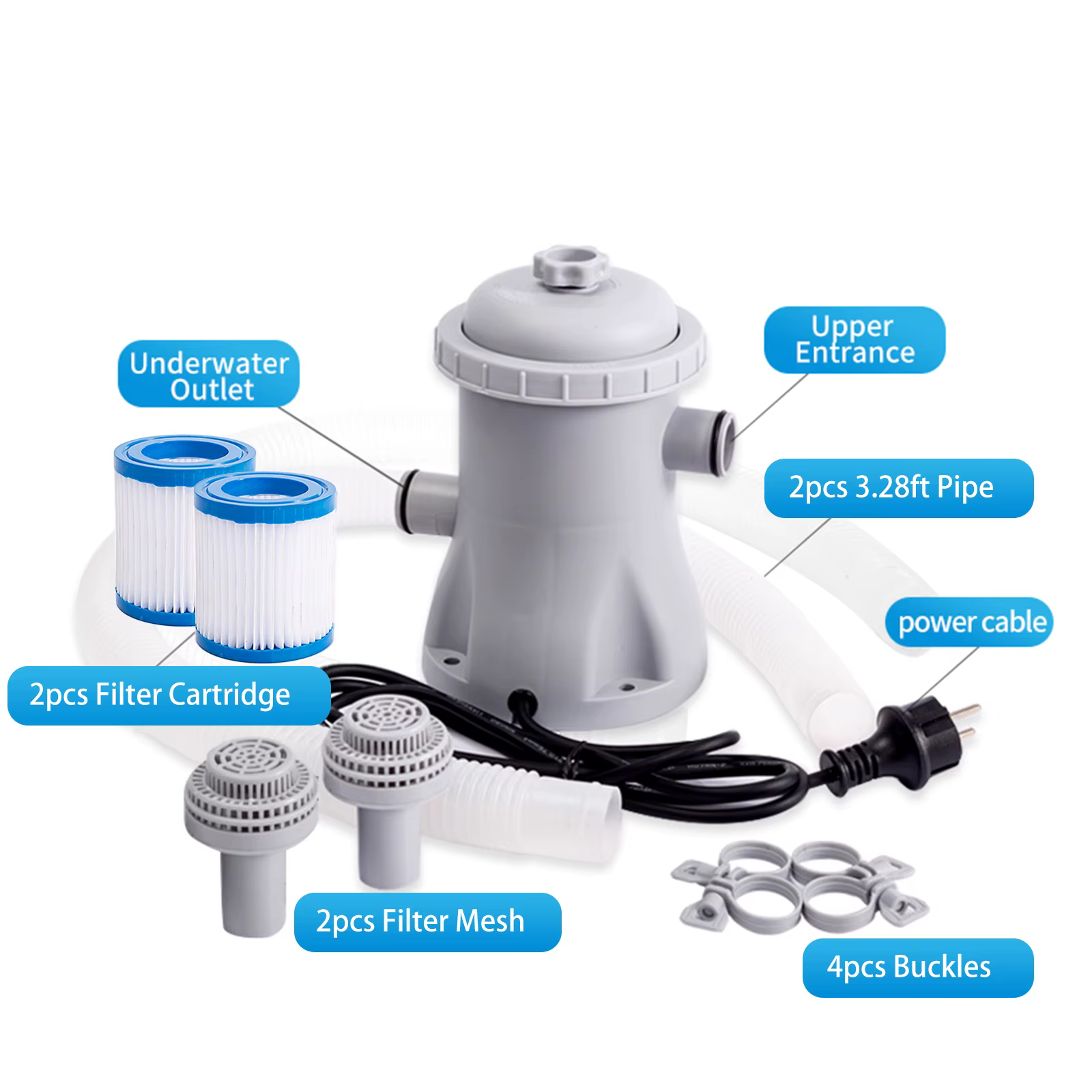 Pompe à eau électrique avec 2 cartouches filtrantes pour piscine hors sol