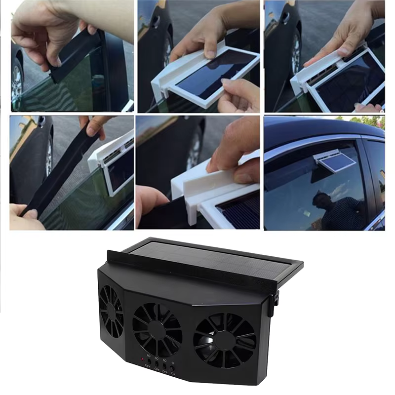 Système de refroidissement automobile, panneau solaire, ventilateur d'évacuation pour fenêtre de voiture, ventilateur de ventilation pour sortie d'air de voiture, échangeur de chaleur solaire