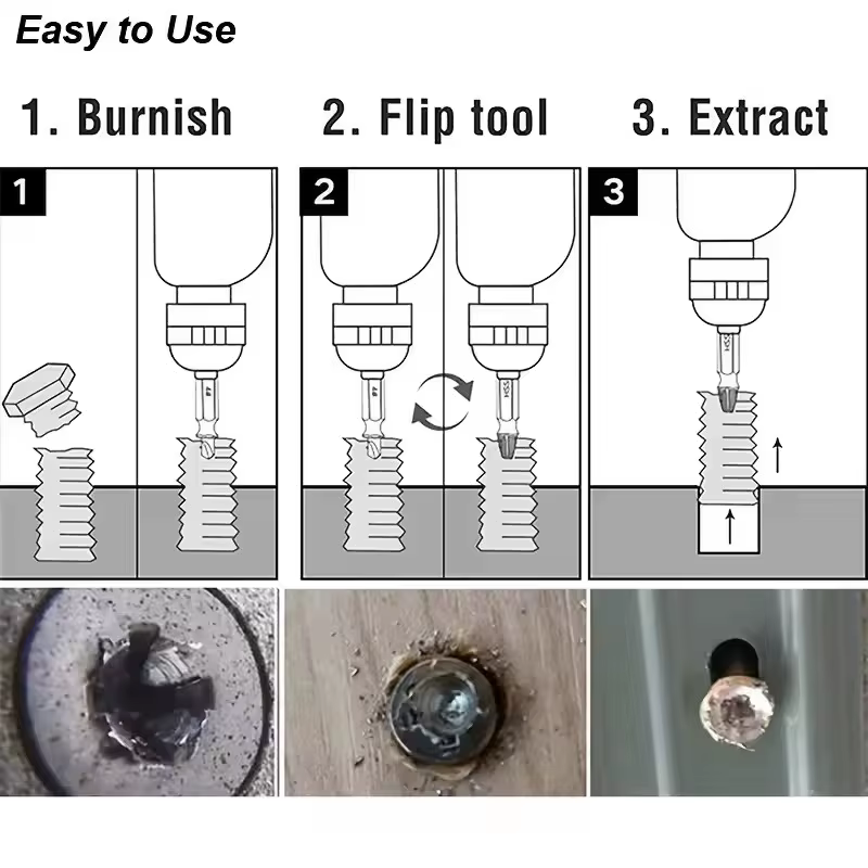 Jeu d'extracteur de vis endommagé, foret HSS, dissolvant cassé dénudé, petit Kit de retrait facile et rapide, outils électriques de démolition faciles