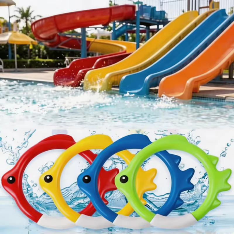4 anneaux de plongée en forme de poisson pour piscine