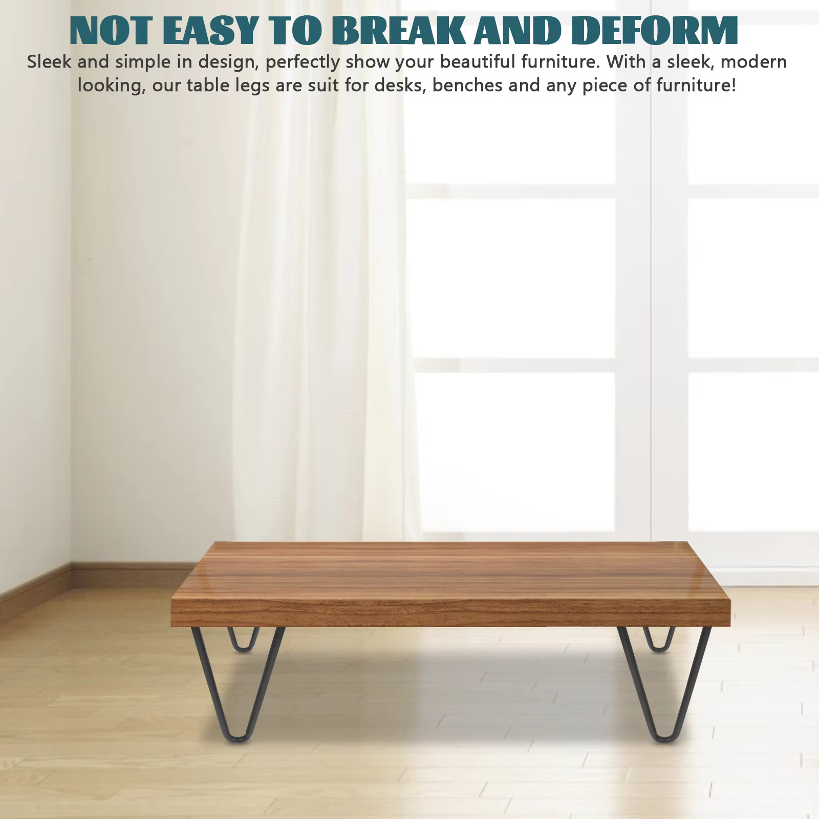4 pièces pieds de Table en métal noir pour meubles bureau banc épingle à cheveux moderne robuste facile à installer bricolage jambes pièces de meubles