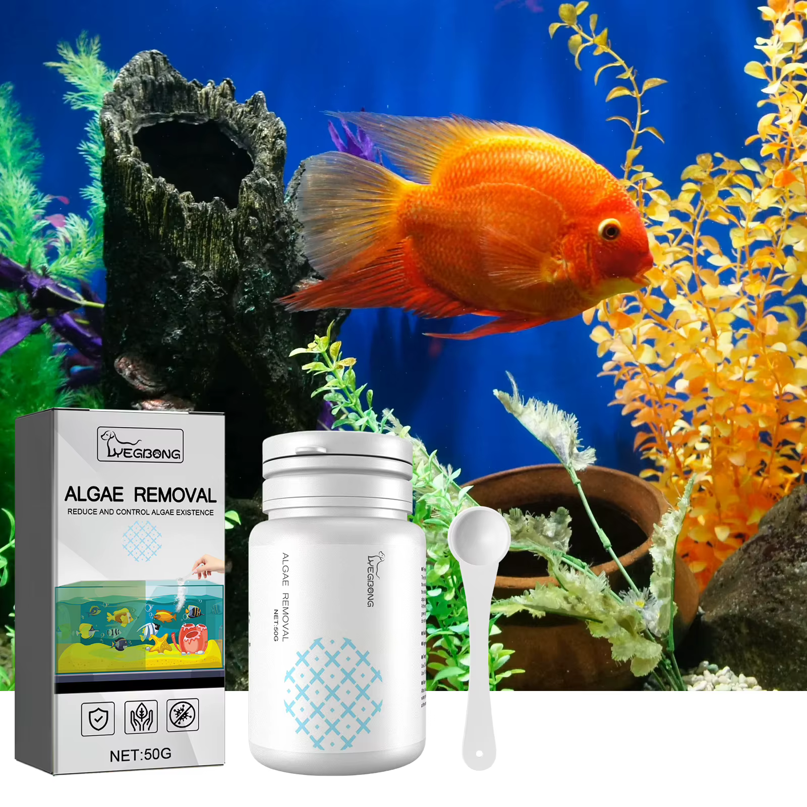 L'élimination des algues enlevant rapidement le fumier du poisson