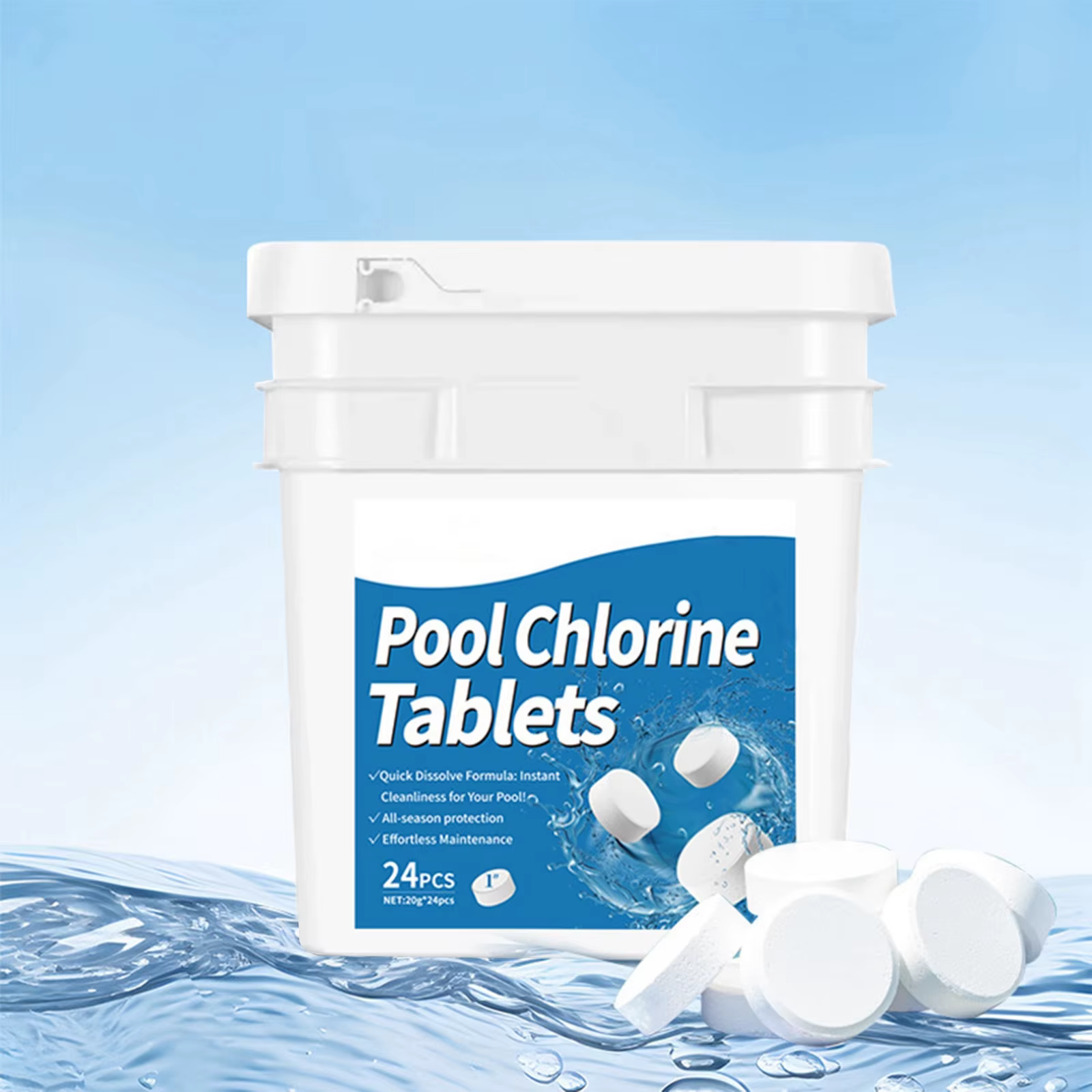 24 pièces/bouteille comprimé chlore brome comprimés nettoyant natation Spa ménage piscine fournitures de nettoyage