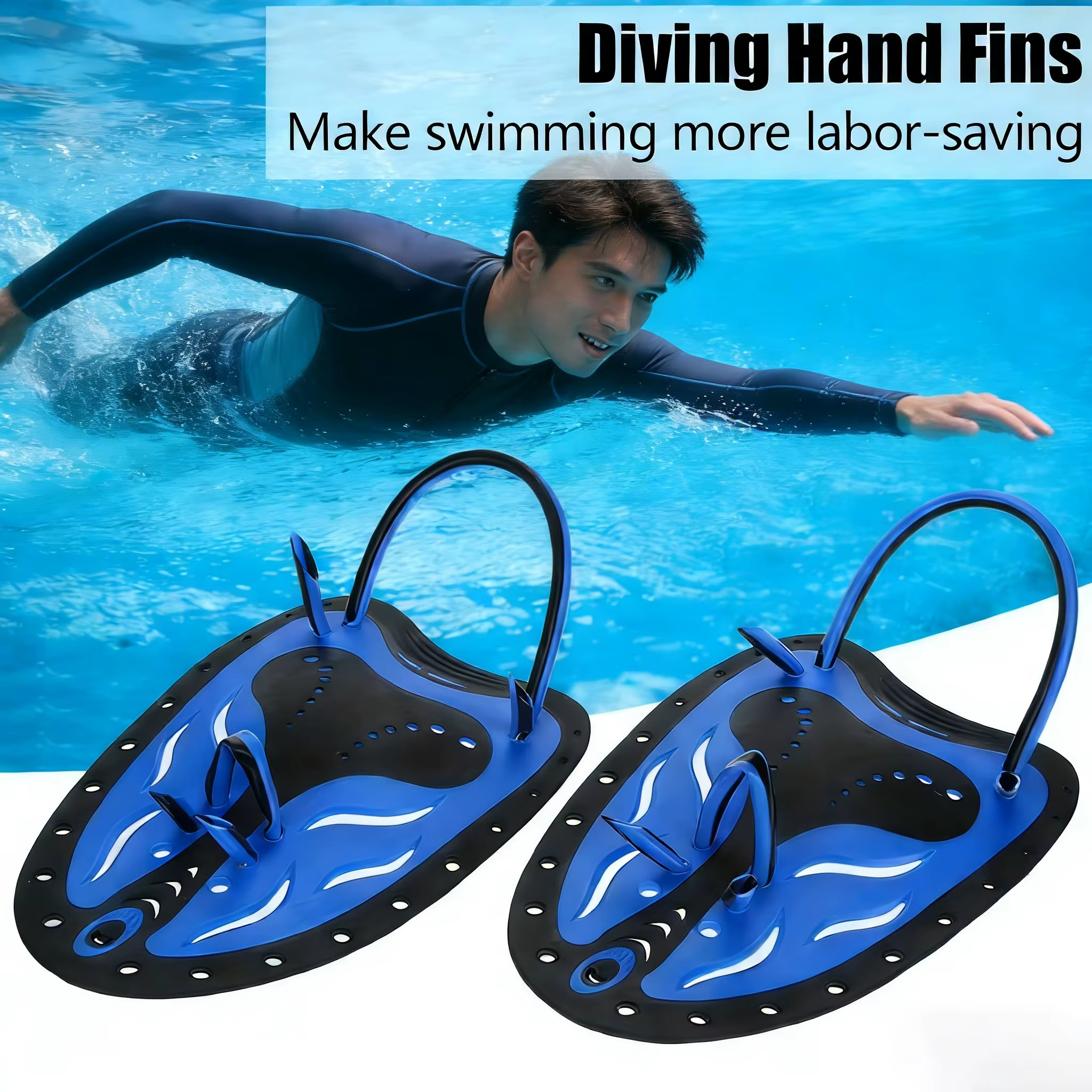 1 paire de pagaies plates professionnelles pour l'entraînement à la natation