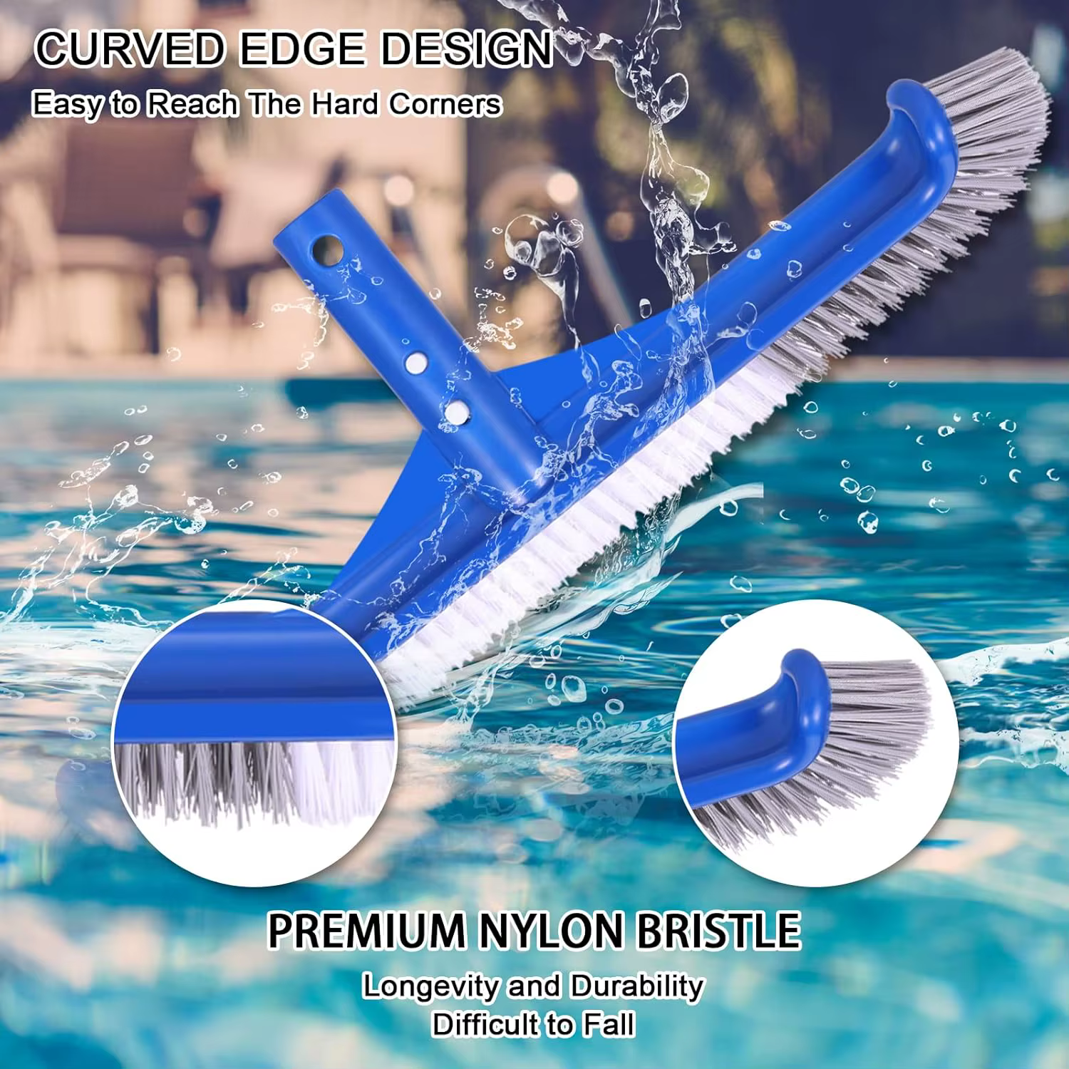 Tête de brosse de piscine renforcée pour piscines creusées