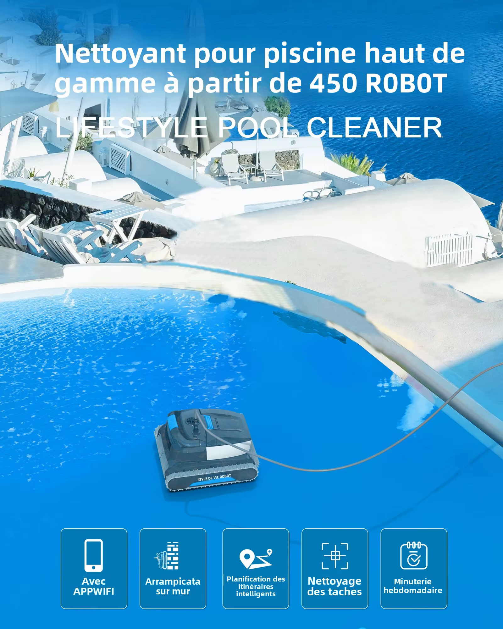 Robot nettoyeur de piscine électrique 30m