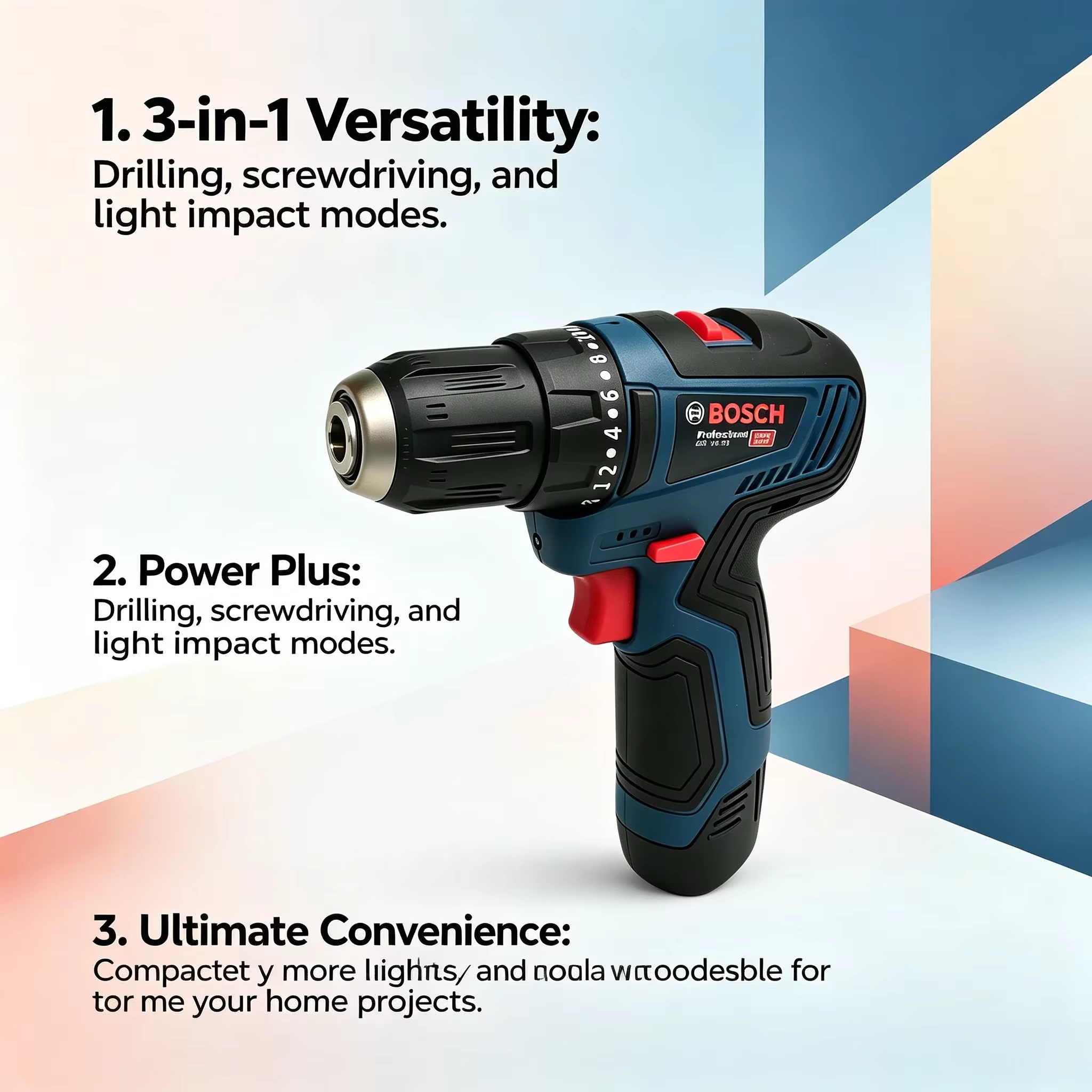 Perceuse électrique professionnelle Bosch-GSB 12V-30, visseuse sans fil, robuste, multifonctionnelle, pour la maison, tournevis, bricolage