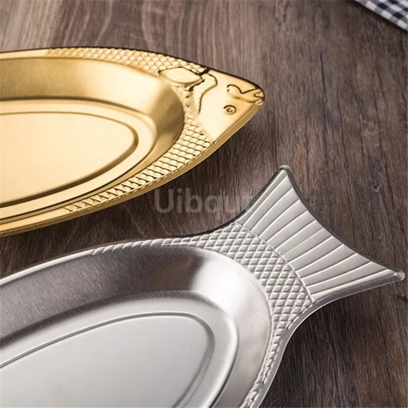 Assiette à poisson cuite à la vapeur en forme de plat assiette à oeufs créative assiette de Barbecue assiettes de plateau assiettes en acier inoxydable de style coréen plats loza